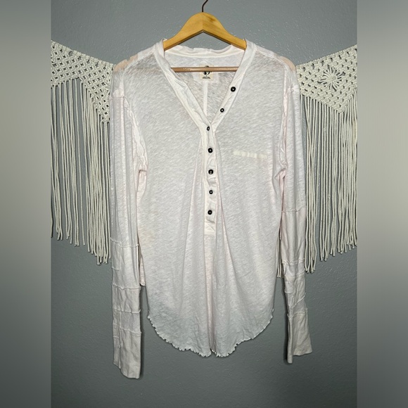 We The Free Linen Blend Legacy Henley in White Size Small - Picture 2 of 6